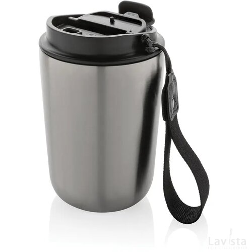 Cuppa RCS gerecycled rvs vacuümbeker met koord zilver, zwart