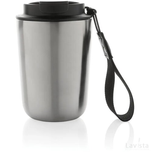 Cuppa RCS gerecycled rvs vacuümbeker met koord zilver, zwart