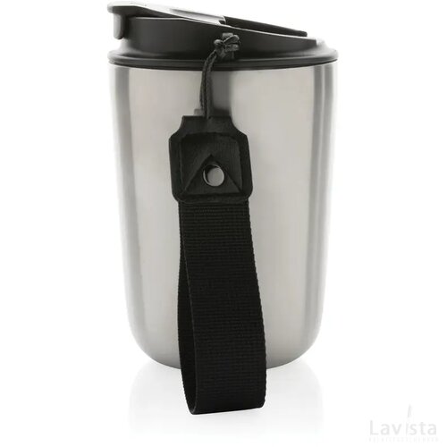Cuppa RCS gerecycled rvs vacuümbeker met koord zilver, zwart