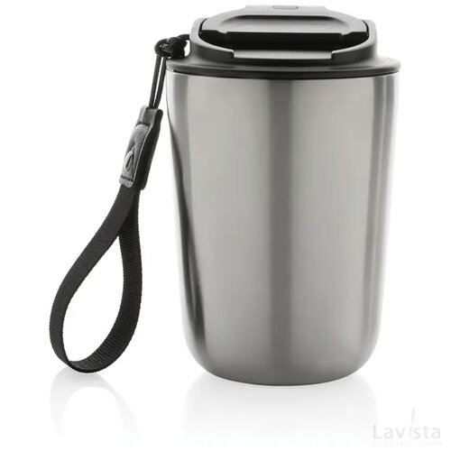 Cuppa RCS gerecycled rvs vacuümbeker met koord zilver, zwart
