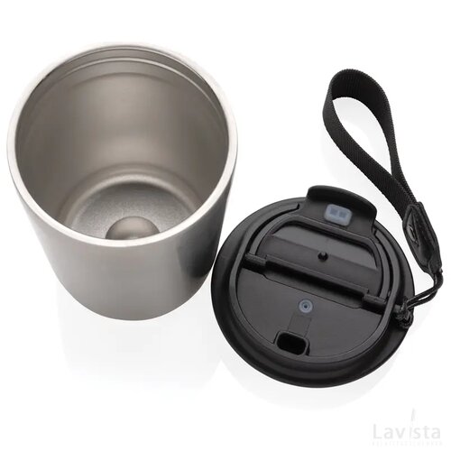 Cuppa RCS gerecycled rvs vacuümbeker met koord zilver, zwart