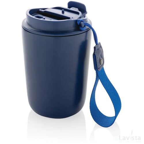 Cuppa RCS gerecycled rvs vacuümbeker met koord blauw