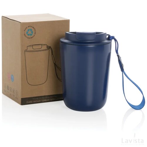 Cuppa RCS gerecycled rvs vacuümbeker met koord blauw