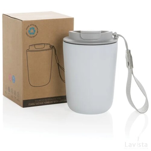 Cuppa RCS gerecycled rvs vacuümbeker met koord wit