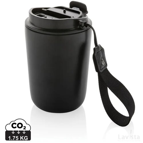 Cuppa RCS gerecycled rvs vacuümbeker met koord zwart