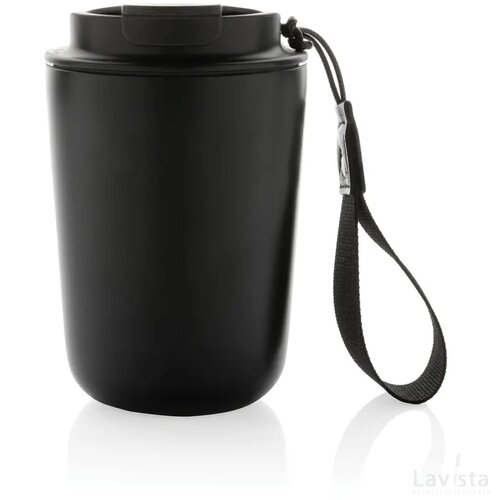 Cuppa RCS gerecycled rvs vacuümbeker met koord zwart