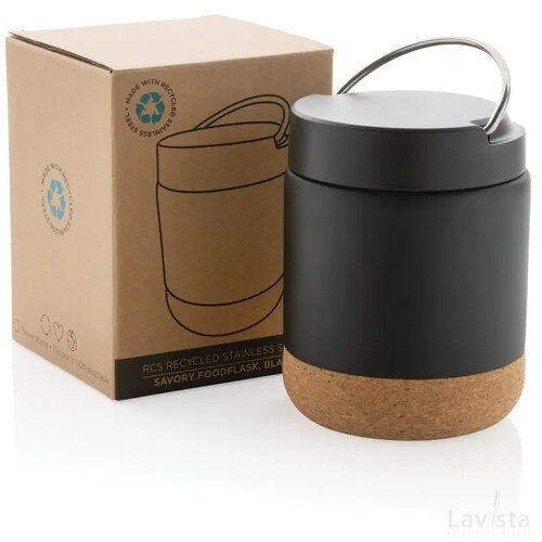 Savory RCS gecertificeerd gerecycled rvs foodcontainer zwart