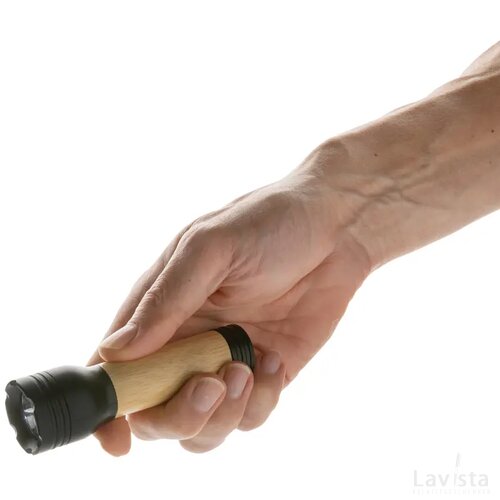 Lucid 1W RCS gerecycled plastic & bamboo zaklamp zwart, bruin