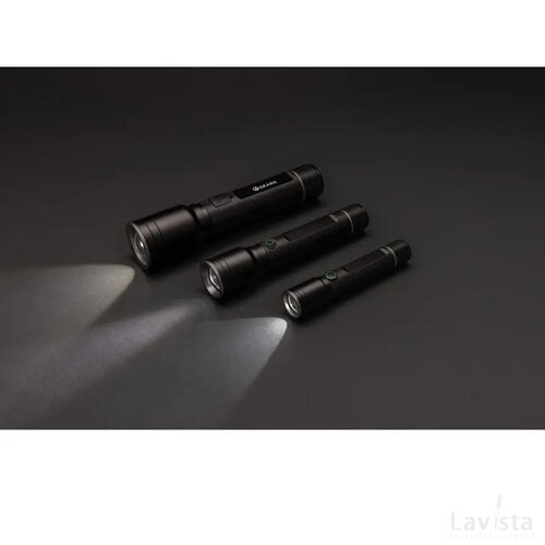 RCS gerecycled aluminium heavy duty USB-oplaadbare zaklamp zwart