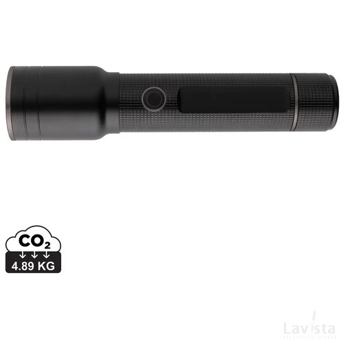 RCS gerecycled aluminium heavy duty USB-oplaadbare zaklamp zwart