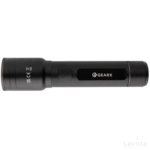 RCS gerecycled aluminium heavy duty USB-oplaadbare zaklamp zwart