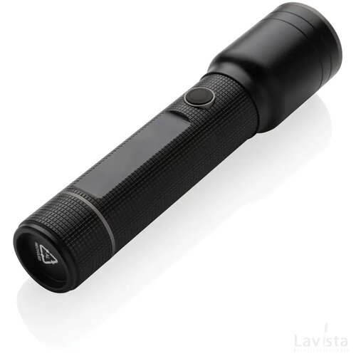 RCS gerecycled aluminium heavy duty USB-oplaadbare zaklamp zwart