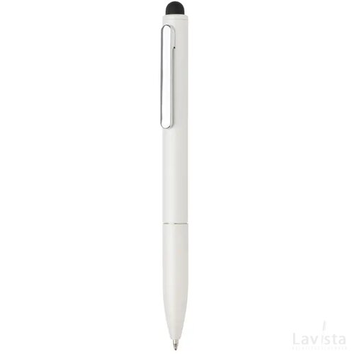 Kymi RCS-gecertificeerde gerecycled aluminium pen met stylus wit
