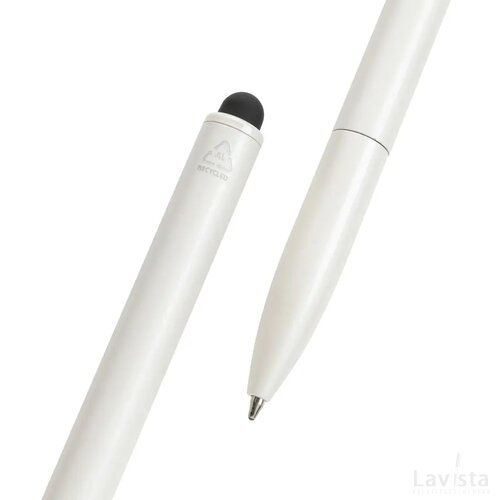 Kymi RCS-gecertificeerde gerecycled aluminium pen met stylus wit