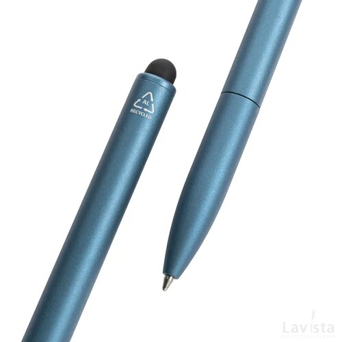 Kymi RCS-gecertificeerde gerecycled aluminium pen met stylus royal blue
