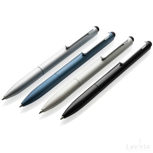 Kymi RCS-gecertificeerde gerecycled aluminium pen met stylus zilver