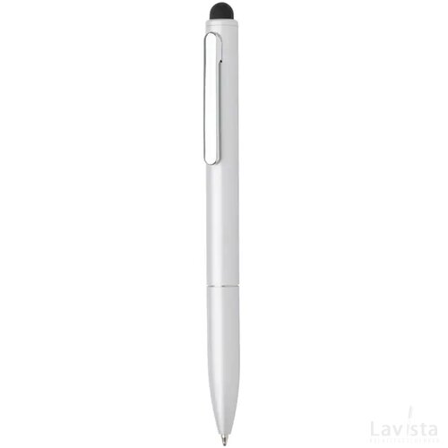 Kymi RCS-gecertificeerde gerecycled aluminium pen met stylus zilver