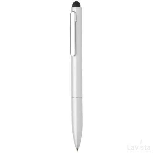 Kymi RCS-gecertificeerde gerecycled aluminium pen met stylus zilver