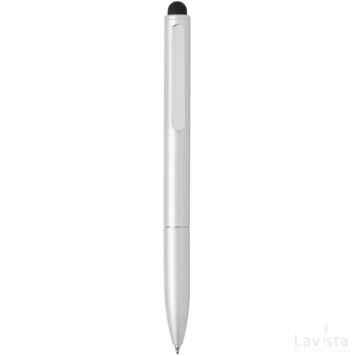 Kymi RCS-gecertificeerde gerecycled aluminium pen met stylus zilver