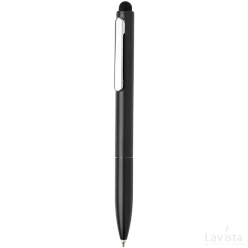 Kymi RCS-gecertificeerde gerecycled aluminium pen met stylus zwart