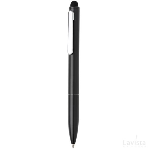 Kymi RCS-gecertificeerde gerecycled aluminium pen met stylus zwart