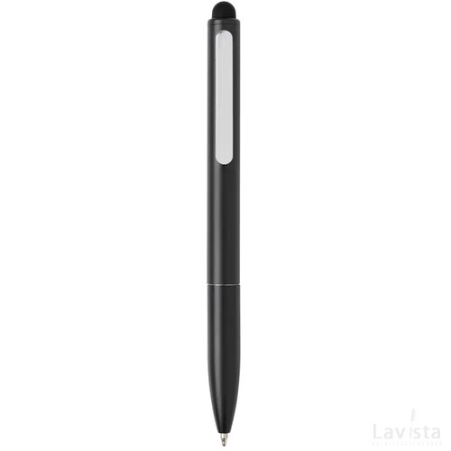 Kymi RCS-gecertificeerde gerecycled aluminium pen met stylus zwart