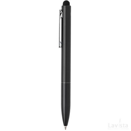 Kymi RCS-gecertificeerde gerecycled aluminium pen met stylus zwart