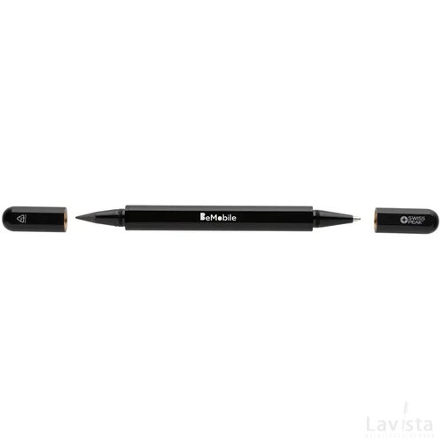 Swiss Peak Storm RCS gerecycled aluminium duo pen zwart