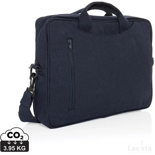 Laluka AWARE™ gerecyclede katoenen 15,4 inch laptoptas donkerblauw