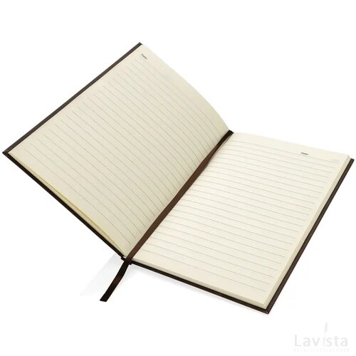 Kavana notitieboek met houtprint A5 donkerbruin