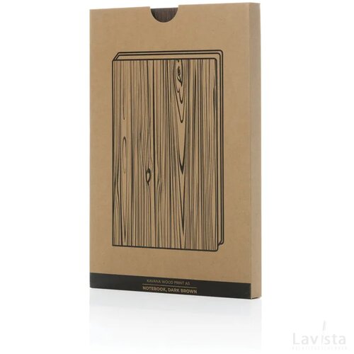 Kavana notitieboek met houtprint A5 donkerbruin