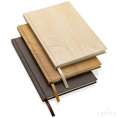 Kavana notitieboek met houtprint A5 lichtbruin
