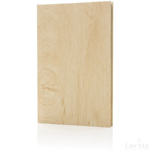 Kavana notitieboek met houtprint A5 lichtbruin