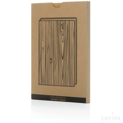 Kavana notitieboek met houtprint A5 bruin