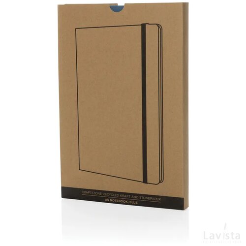 Craftstone A5 gerecycled kraft- en steenpapier notitieboek blauw