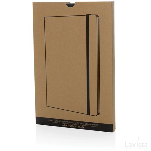 Craftstone A5 gerecycled kraft- en steenpapier notitieboek zwart