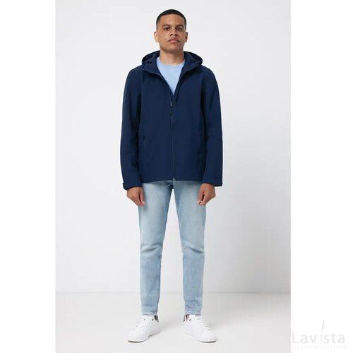 Iqoniq Makalu gerecycled polyester softshell jas donkerblauw