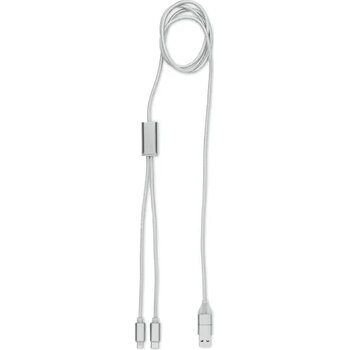 2 in 1 lange oplaadkabel Cablong zilver
