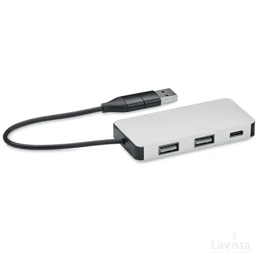 Gerecycled aluminium USB hub Zilver