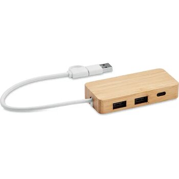 Bamboe usb hub 3 poorten Hubbam hout