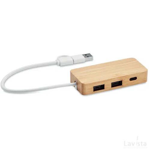 Bamboe usb hub 3 poorten Hubbam hout