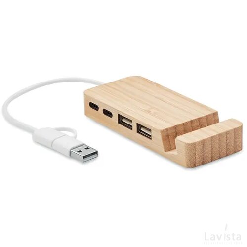 Bamboe usb hub 4 poorten Hubstand hout