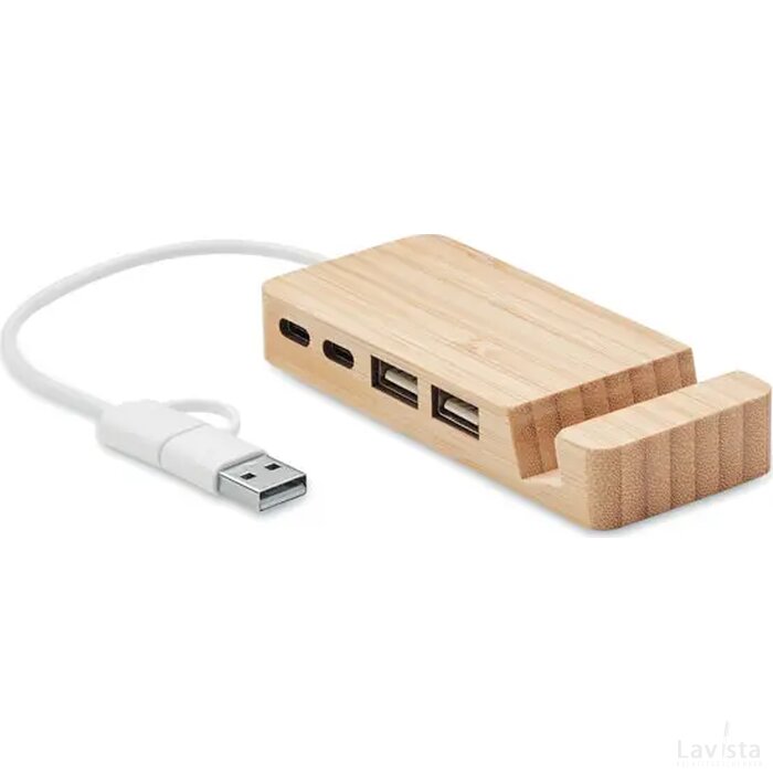 Bamboe usb hub 4 poorten Hubstand hout