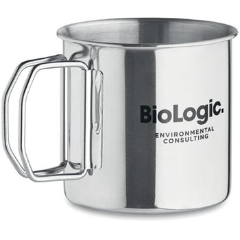 RVS mok met inklapbaar handvat Zilver 330 ml