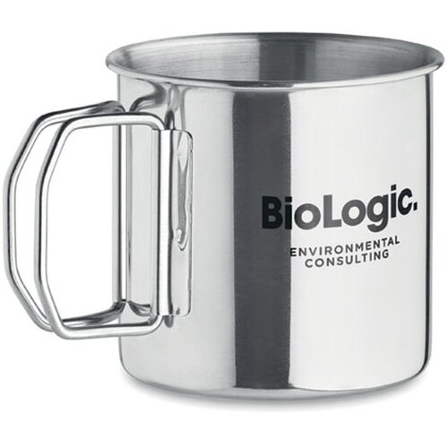 RVS mok met inklapbaar handvat Zilver 330 ml