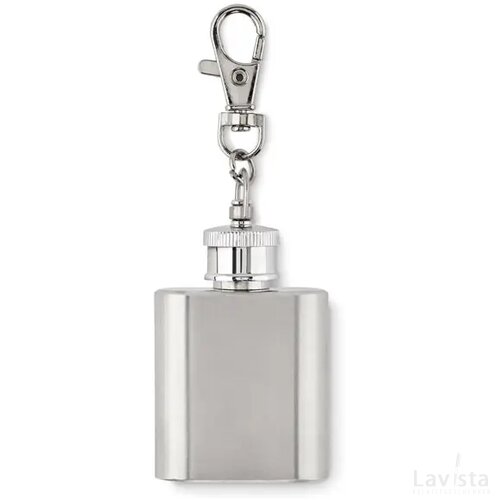 Sleutelhanger heupfles Hippy zilver