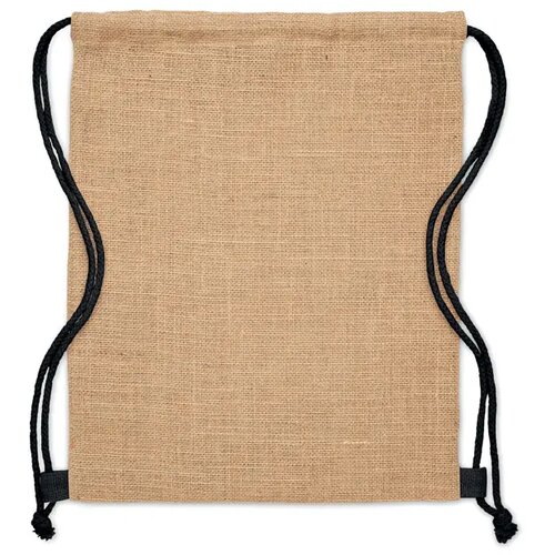 Jute rugzakje met koord Fukuro zwart