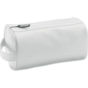 Zachte pu toilettas met rits Bai cosmetic wit