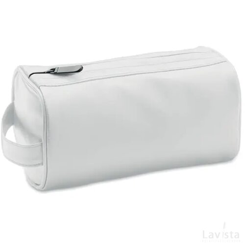 Zachte pu toilettas met rits Bai cosmetic wit