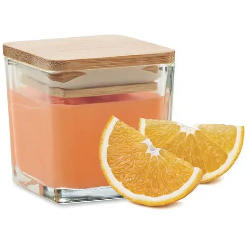 Vierkante geurkaars 50gr Pila oranje